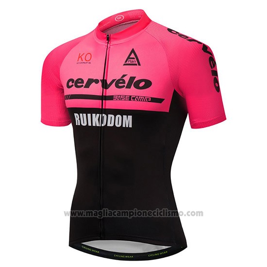 2018 Abbigliamento Ciclismo Cervelo Rosa e Nero Manica Corta e Salopette
